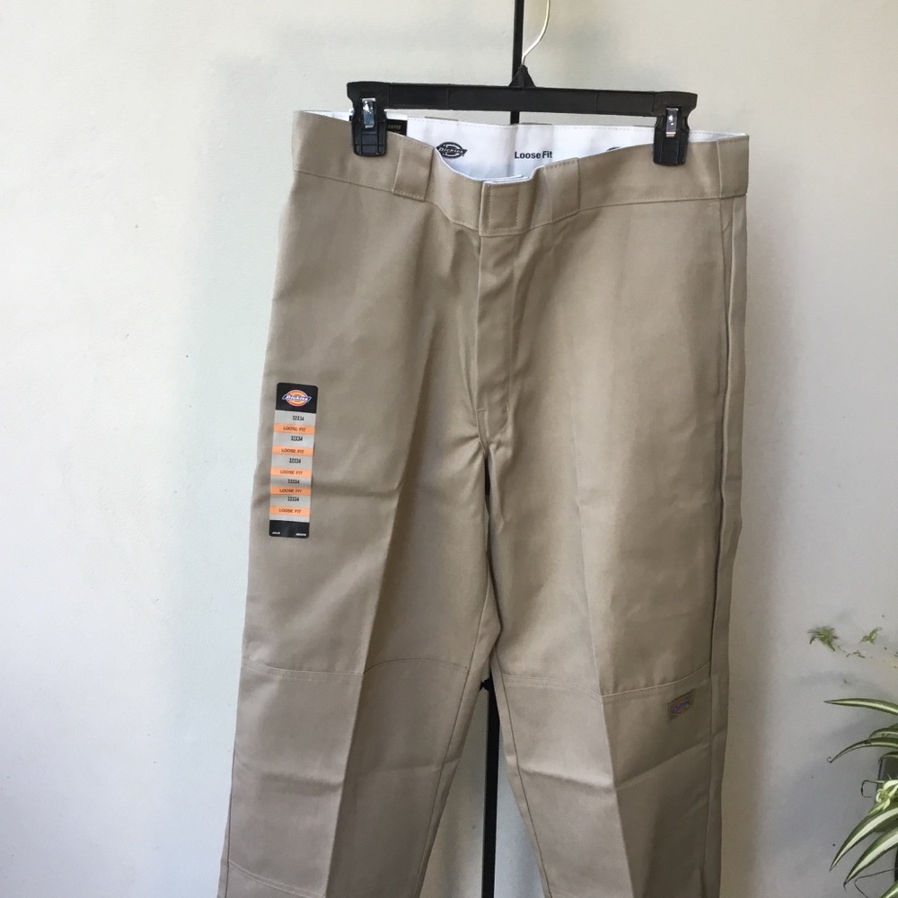 Dickies Men's Tan Double Knee Work Pants 32W x 34L Loose Fit New with Tags